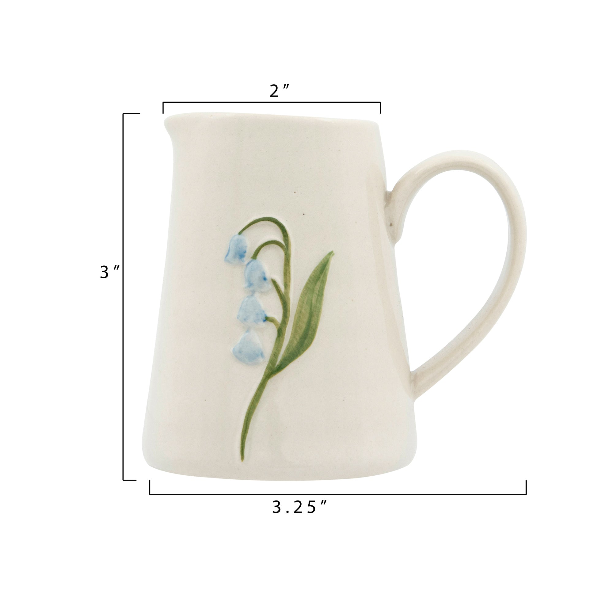 Hand-Painted Stoneware Creamer with Embossed Birds (Set of 6)